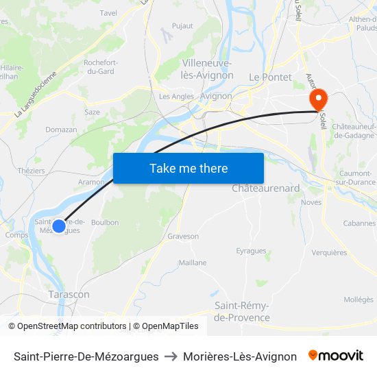 Saint-Pierre-De-Mézoargues to Morières-Lès-Avignon map