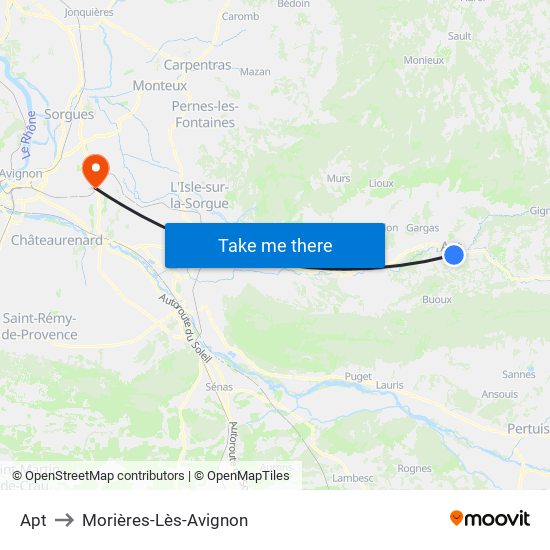 Apt to Morières-Lès-Avignon map