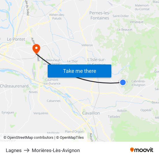 Lagnes to Morières-Lès-Avignon map