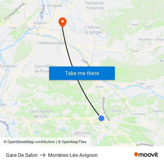 Gare De Salon to Morières-Lès-Avignon map