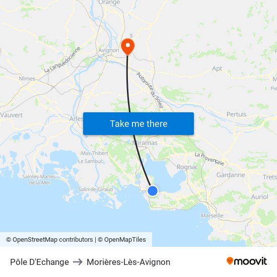 Pôle D'Echange to Morières-Lès-Avignon map