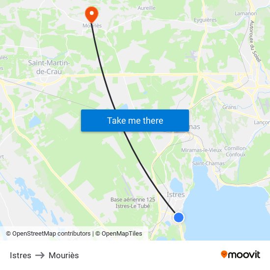 Istres to Mouriès map