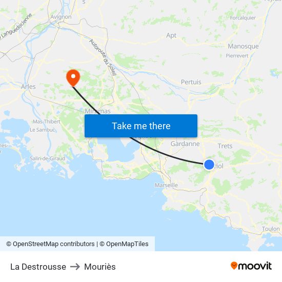 La Destrousse to Mouriès map