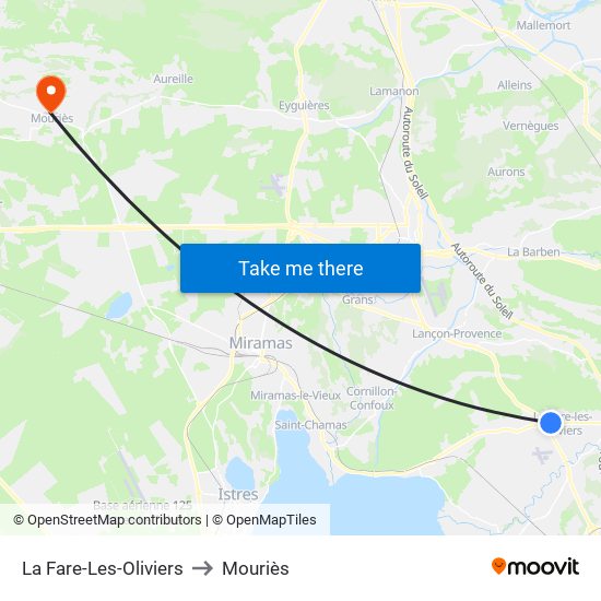 La Fare-Les-Oliviers to Mouriès map