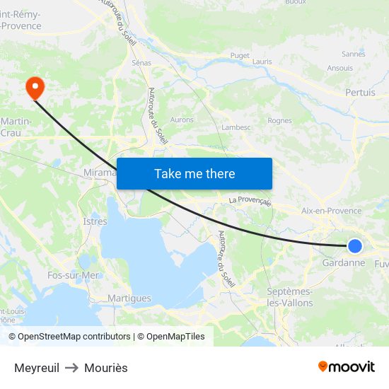 Meyreuil to Mouriès map