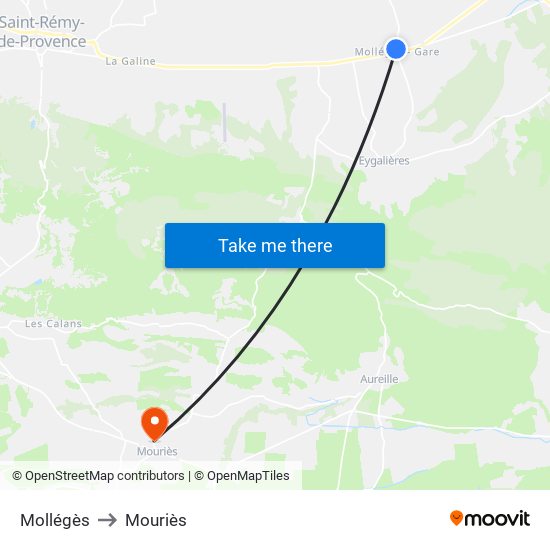 Mollégès to Mouriès map