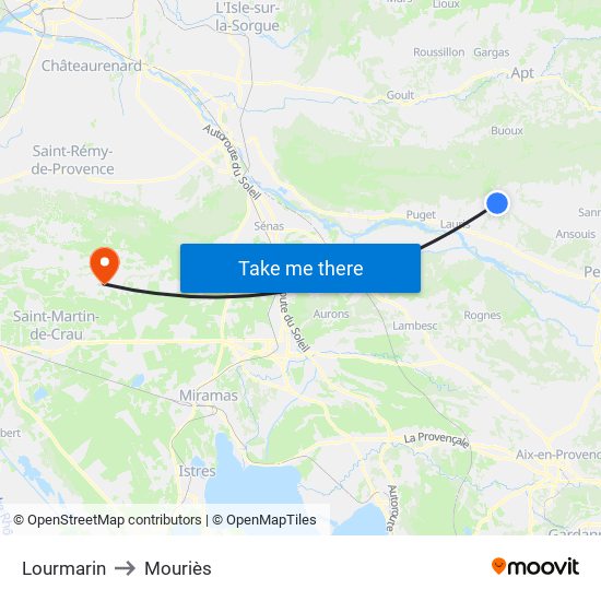 Lourmarin to Mouriès map