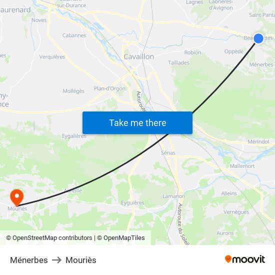 Ménerbes to Mouriès map