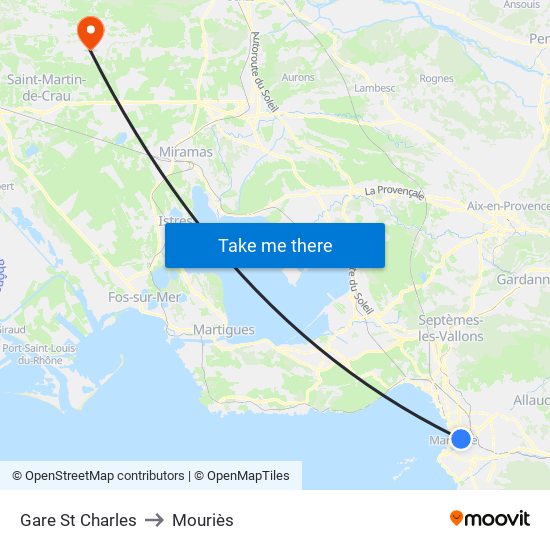 Gare St Charles to Mouriès map