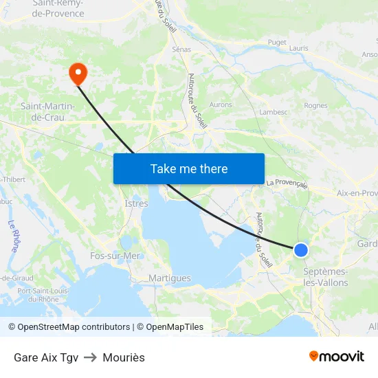 Gare Aix Tgv to Mouriès map