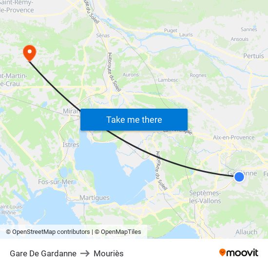 Gare De Gardanne to Mouriès map