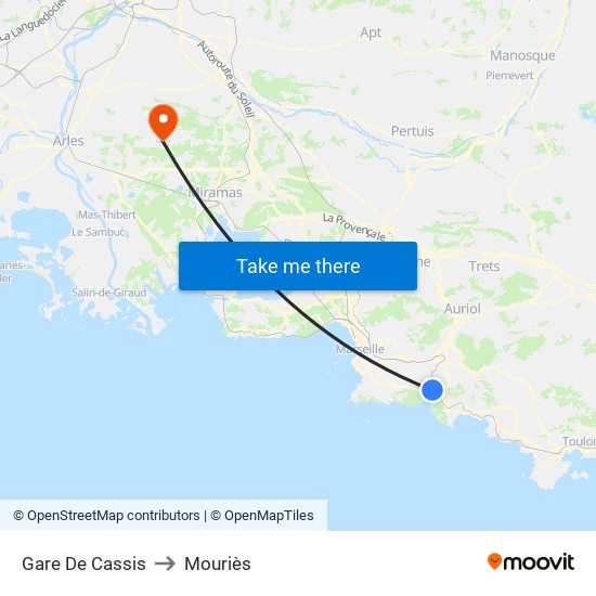 Gare De Cassis to Mouriès map