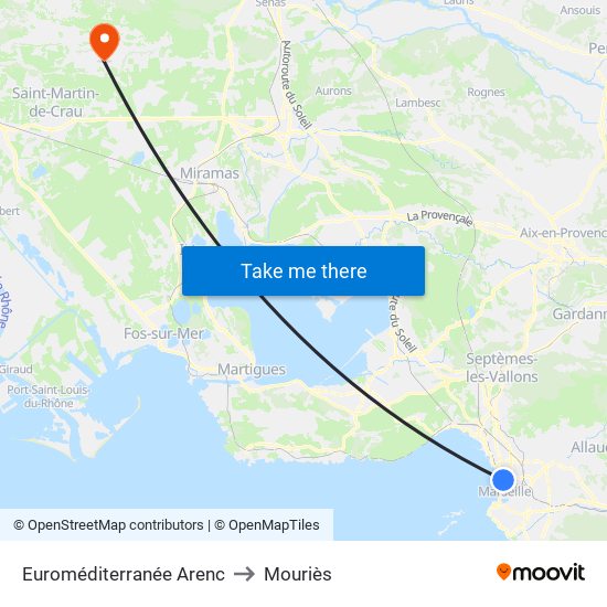 Euroméditerranée Arenc to Mouriès map