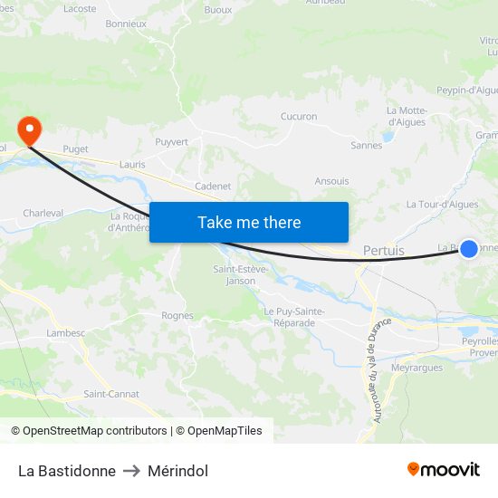 La Bastidonne to Mérindol map