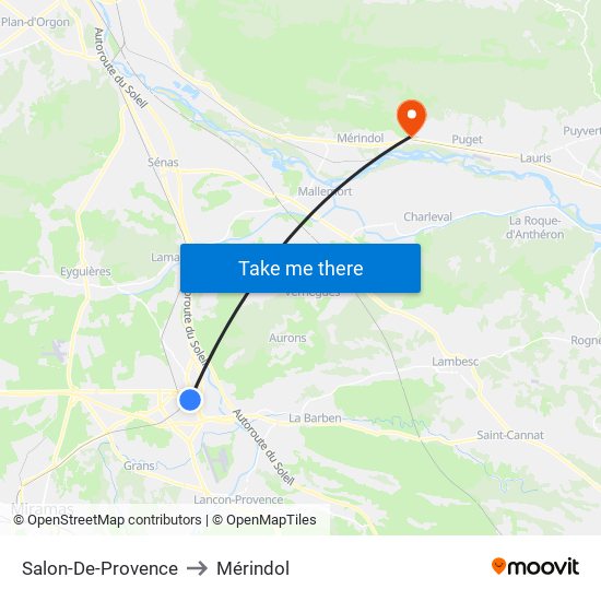 Salon-De-Provence to Mérindol map