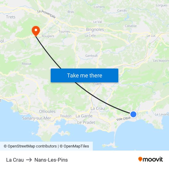 La Crau to Nans-Les-Pins map