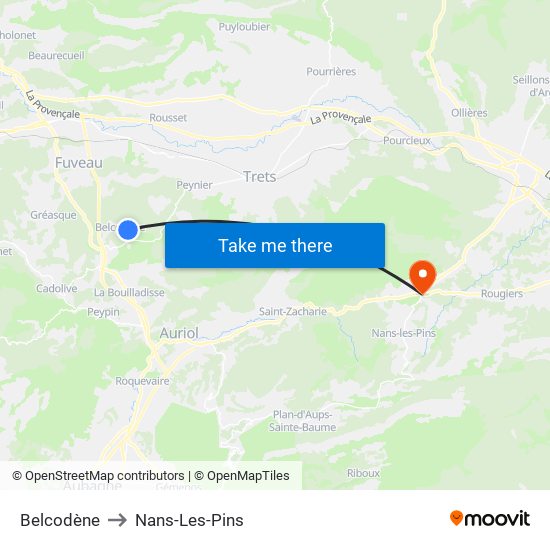 Belcodène to Nans-Les-Pins map