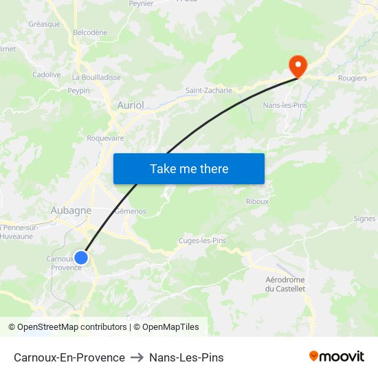 Carnoux-En-Provence to Nans-Les-Pins map