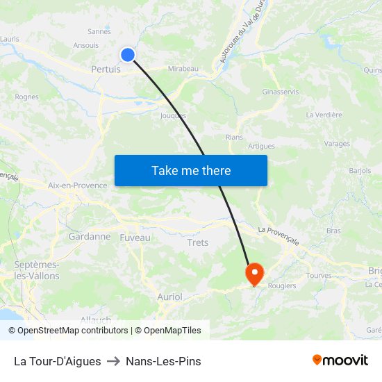 La Tour-D'Aigues to Nans-Les-Pins map