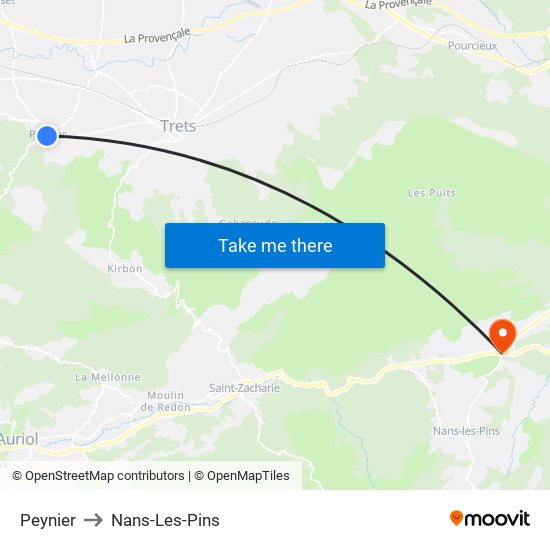 Peynier to Nans-Les-Pins map