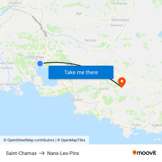 Saint-Chamas to Nans-Les-Pins map