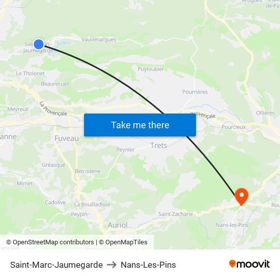 Saint-Marc-Jaumegarde to Nans-Les-Pins map