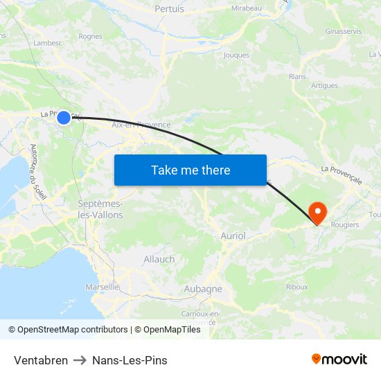 Ventabren to Nans-Les-Pins map