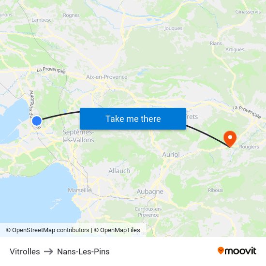 Vitrolles to Nans-Les-Pins map