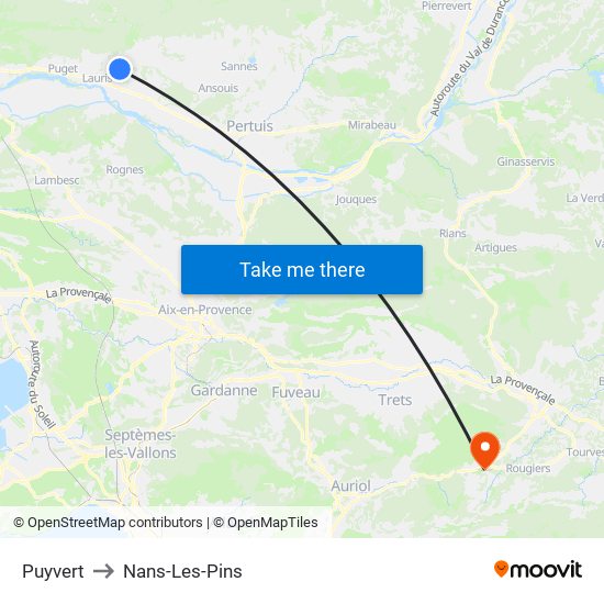 Puyvert to Nans-Les-Pins map