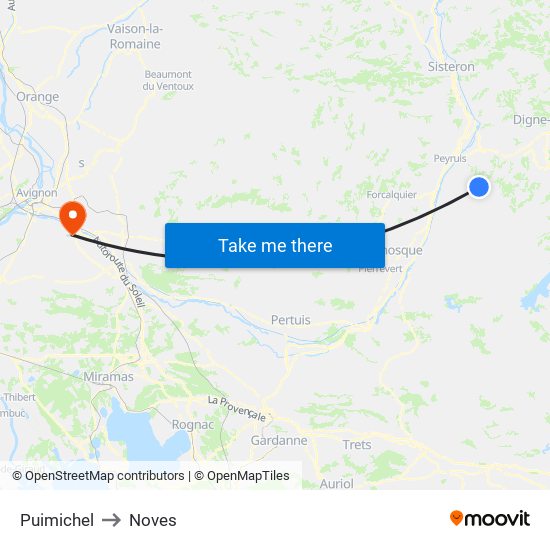 Puimichel to Noves map