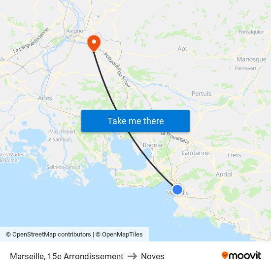 Marseille, 15e Arrondissement to Noves map