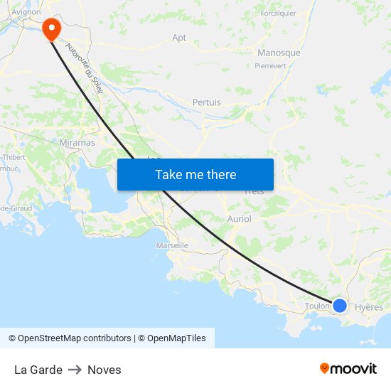 La Garde to Noves map