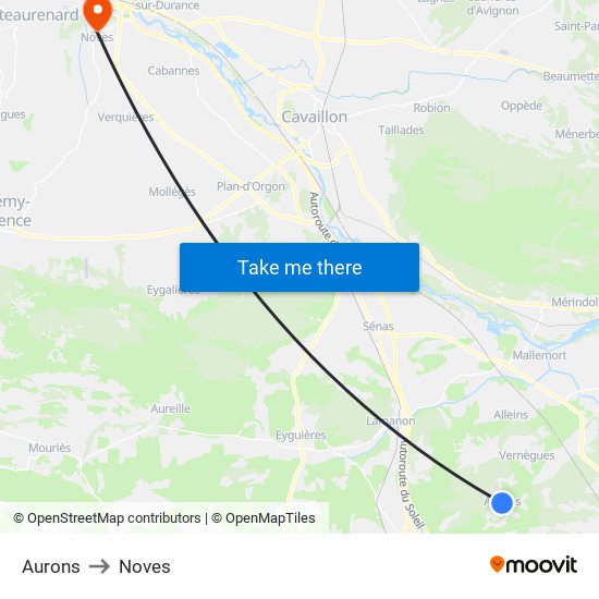 Aurons to Noves map