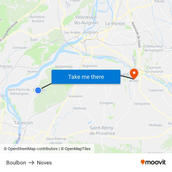 Boulbon to Noves map