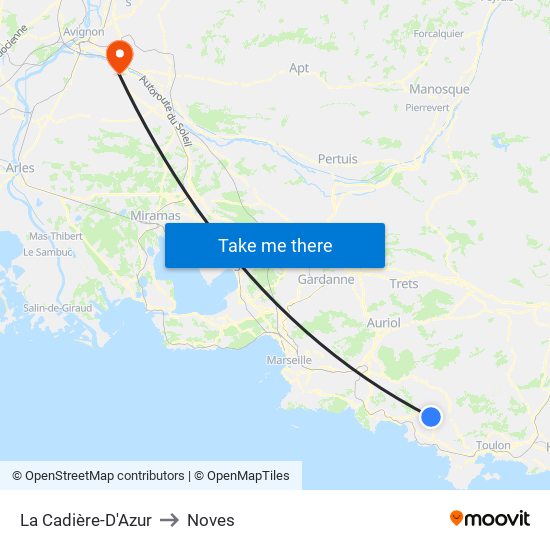 La Cadière-D'Azur to Noves map