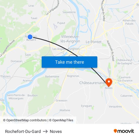 Rochefort-Du-Gard to Noves map