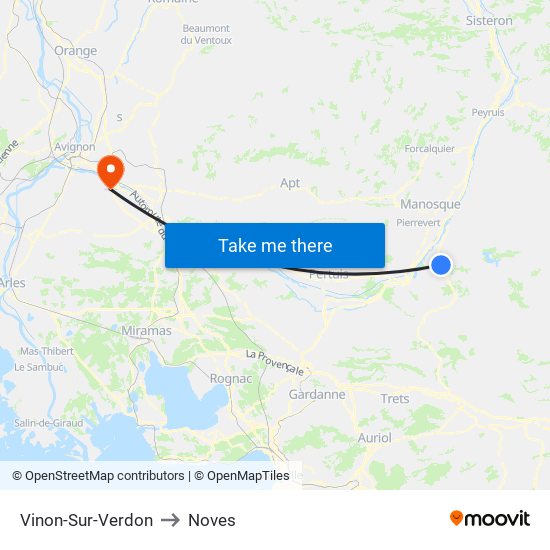 Vinon-Sur-Verdon to Noves map