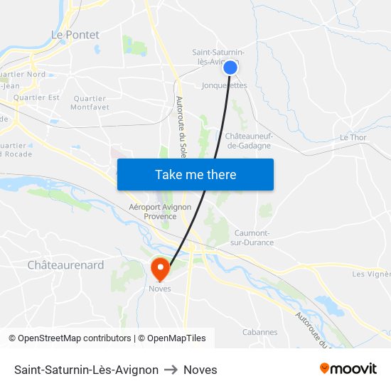 Saint-Saturnin-Lès-Avignon to Noves map