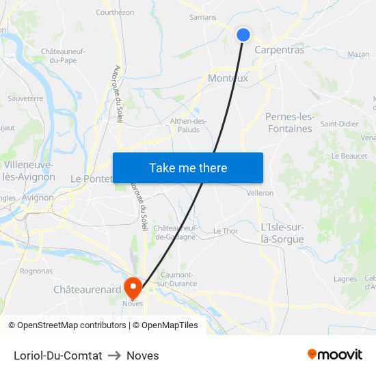 Loriol-Du-Comtat to Noves map