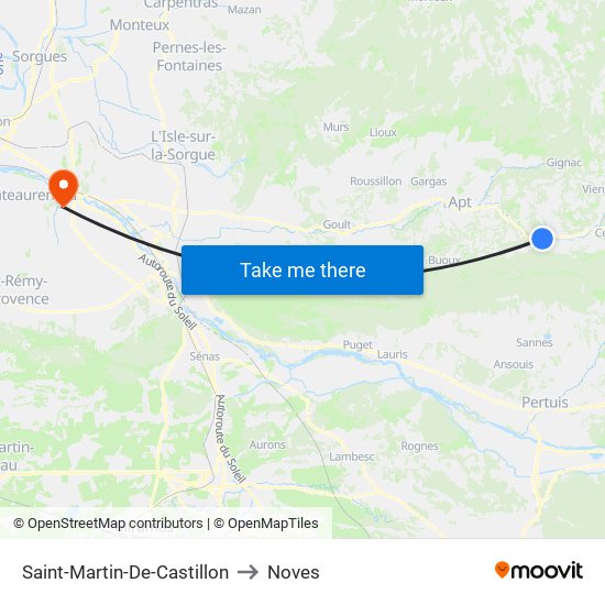 Saint-Martin-De-Castillon to Noves map