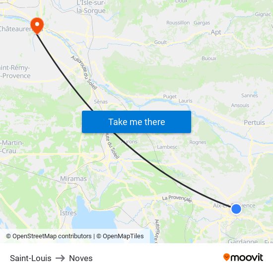 Saint-Louis to Noves map