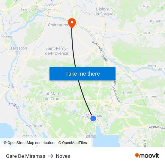 Gare De Miramas to Noves map