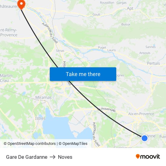 Gare De Gardanne to Noves map