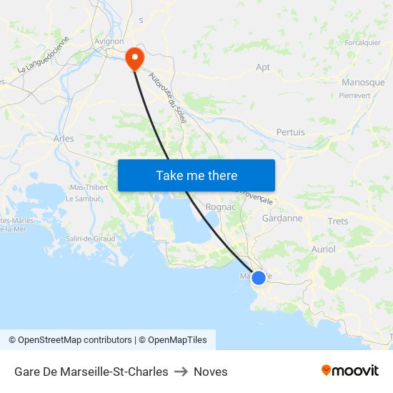 Gare De Marseille-St-Charles to Noves map