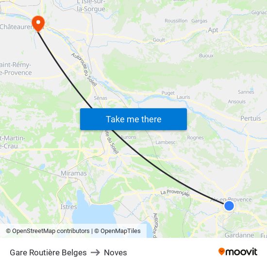 Gare Routière Belges to Noves map