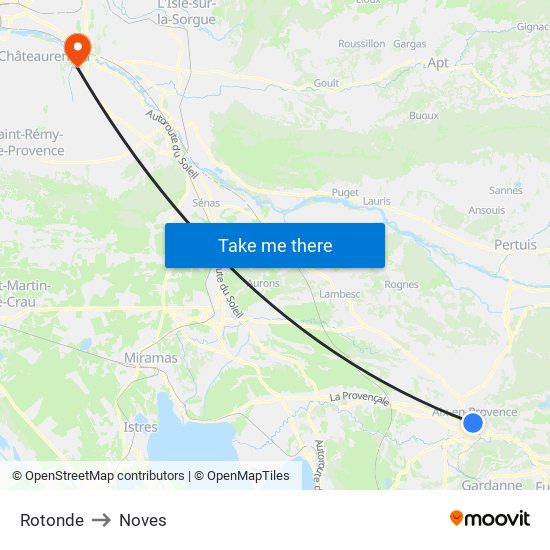 Rotonde to Noves map