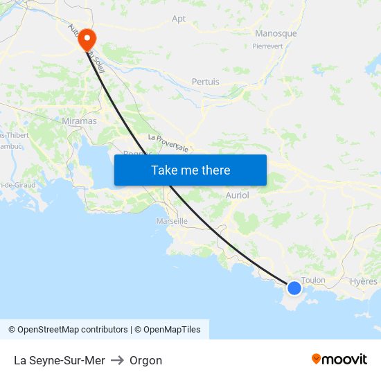 La Seyne-Sur-Mer to Orgon map