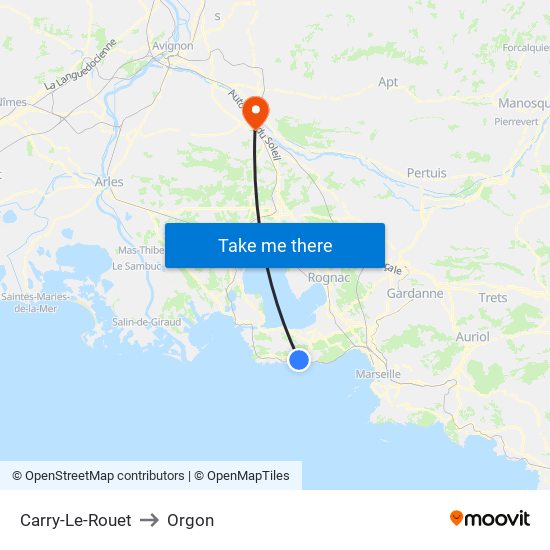 Carry-Le-Rouet to Orgon map