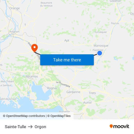 Sainte-Tulle to Orgon map