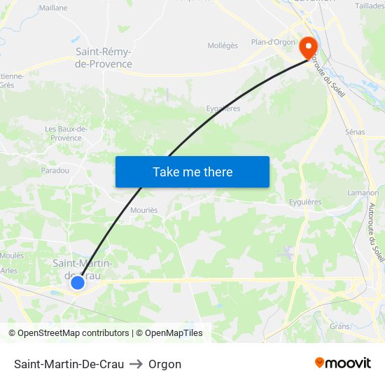 Saint-Martin-De-Crau to Orgon map